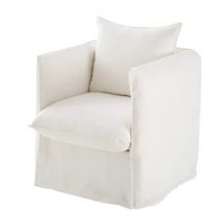 Magasin De Chaises -Magasin De Chaises fauteuil en lin froisse blanc 1000 0 29 201093 2