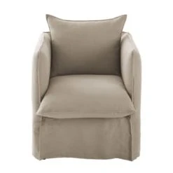 Maisons Du Monde Fauteuils Fauteuil En Lin Froissé Blanc -Magasin De Chaises fauteuil en lin froisse coloris beige ficelle louvain 1000 10 27 201460 1 1