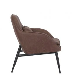 MOYCOR Fauteuils Fauteuil En Métal Noir Et Similicuir Marron -Magasin De Chaises fauteuil en metal noir et similicuir marron 2