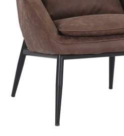 MOYCOR Fauteuils Fauteuil En Métal Noir Et Similicuir Marron -Magasin De Chaises fauteuil en metal noir et similicuir marron 5