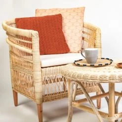 HYDILE Fauteuils Fauteuil En Rotin Naturel Et Pieds En Teck -Magasin De Chaises fauteuil en rotin naturel et pieds en teck 2