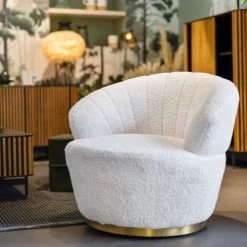 Zago Fauteuils Fauteuil En Tissu Effet Mohair Couleur Crème Pivotant -Magasin De Chaises fauteuil en tissu effet mohair couleur creme pivotant 2