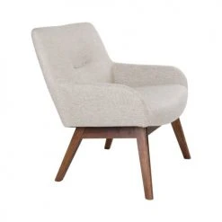 House Nordic Fauteuils Fauteuil En Tissu Et Pieds En Bois Naturel Ecru -Magasin De Chaises fauteuil en tissu et pieds en bois naturel ecru 3
