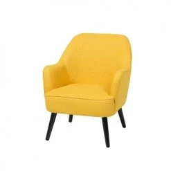 Beliani Fauteuils Fauteuil En Tissu Jaune -Magasin De Chaises fauteuil en tissu jaune 3