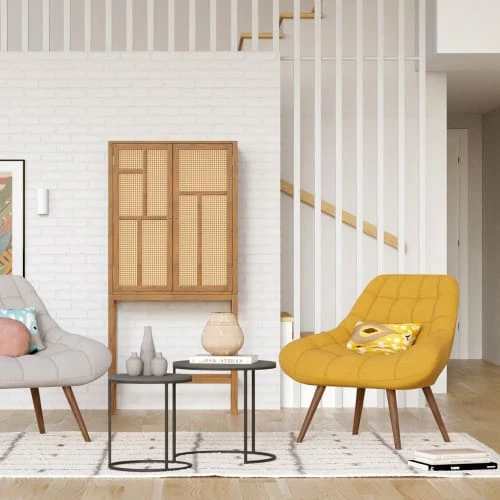 Fauteuil en tissu jaune Rendez Vous Déco Fauteuils Fauteuil En Tissu Jaune -Magasin De Chaises fauteuil en tissu jaune 7