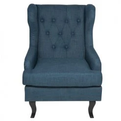 Beliani Fauteuils Fauteuil En Tissu Tapissé Bleu Foncé -Magasin De Chaises fauteuil en tissu tapisse bleu fonce 2