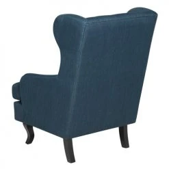 Beliani Fauteuils Fauteuil En Tissu Tapissé Bleu Foncé -Magasin De Chaises fauteuil en tissu tapisse bleu fonce 3
