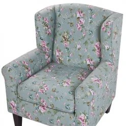 Beliani Fauteuils Fauteuil En Tissu Vert à Motif Floral Avec Repose-pieds -Magasin De Chaises fauteuil en tissu vert a motif floral avec repose pieds 5