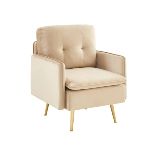 Fauteuil en velours 1 place beige Baita Fauteuils Fauteuil En Velours 1 Place Beige -Magasin De Chaises fauteuil en velours 1 place beige 2