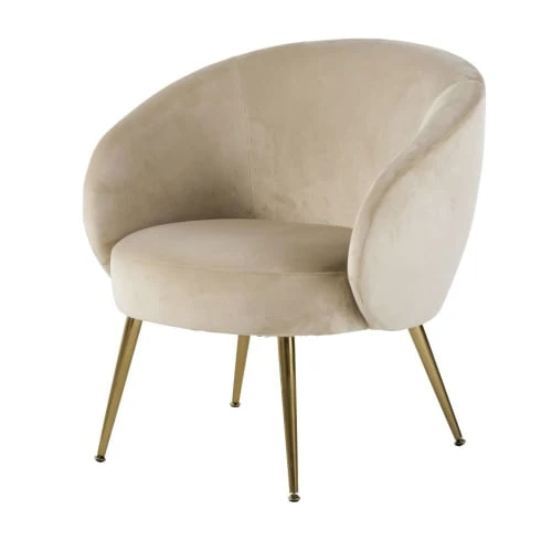Fauteuil en velours beige Maisons Du Monde Fauteuils Fauteuil En Velours Beige -Magasin De Chaises fauteuil en velours beige 1000 2 32 209952 1