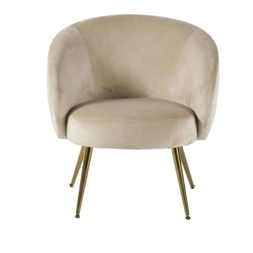 Fauteuil en velours beige Maisons Du Monde Fauteuils Fauteuil En Velours Beige -Magasin De Chaises fauteuil en velours beige 1000 2 32 209952 2