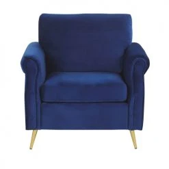 Beliani Fauteuils Fauteuil En Velours Bleu Cobalt -Magasin De Chaises fauteuil en velours bleu cobalt 2