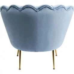 Kare Design Fauteuils Fauteuil En Velours Bleu Et Acier Doré -Magasin De Chaises fauteuil en velours bleu et acier dore 3