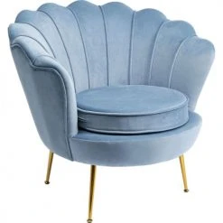 Kare Design Fauteuils Fauteuil En Velours Bleu Et Acier Doré -Magasin De Chaises fauteuil en velours bleu et acier dore 4