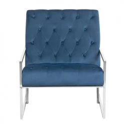 Beliani Fauteuils Fauteuil En Velours Bleu Foncé -Magasin De Chaises fauteuil en velours bleu fonce 2