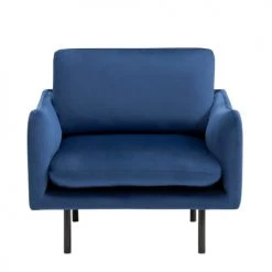 Beliani Fauteuils Fauteuil En Velours Bleu Foncé -Magasin De Chaises fauteuil en velours bleu fonce 8