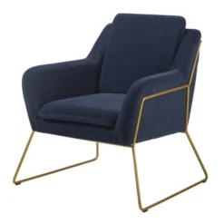 Maisons Du Monde Fauteuils Fauteuil En Velours Bleu Nuit Et Coloris Laiton