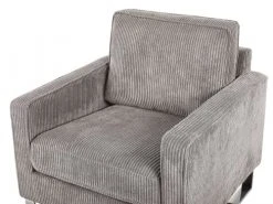 Beliani Fauteuils Fauteuil En Velours Côtelé Gris -Magasin De Chaises fauteuil en velours cotele gris 2