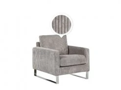 Beliani Fauteuils Fauteuil En Velours Côtelé Gris -Magasin De Chaises fauteuil en velours cotele gris 3