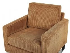 Beliani Fauteuils Fauteuil En Velours Côtelé Marron Clair -Magasin De Chaises fauteuil en velours cotele marron clair 2