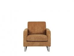 Beliani Fauteuils Fauteuil En Velours Côtelé Marron Clair