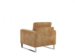 Beliani Fauteuils Fauteuil En Velours Côtelé Marron Clair -Magasin De Chaises fauteuil en velours cotele marron clair 4