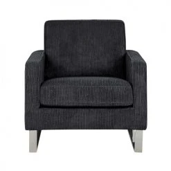 Beliani Fauteuils Fauteuil En Velours Côtelé Noir -Magasin De Chaises fauteuil en velours cotele noir 3