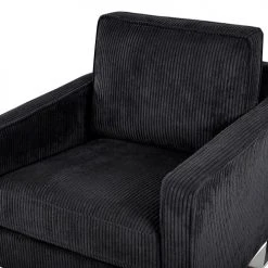 Beliani Fauteuils Fauteuil En Velours Côtelé Noir -Magasin De Chaises fauteuil en velours cotele noir 5