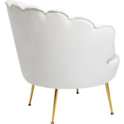 Kare Design Fauteuils Fauteuil En Velours écru Et Acier Doré -Magasin De Chaises fauteuil en velours ecru et acier dore 4