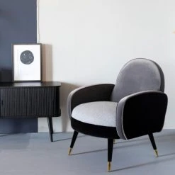 Zuiver Fauteuils Fauteuil En Velours Et Tissu Gris -Magasin De Chaises fauteuil en velours et tissu gris 2