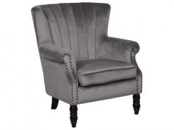 Beliani Fauteuils Fauteuil En Velours Gris