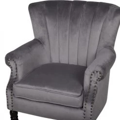 Beliani Fauteuils Fauteuil En Velours Gris -Magasin De Chaises fauteuil en velours gris 17