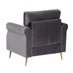 Beliani Fauteuils Fauteuil En Velours Gris -Magasin De Chaises fauteuil en velours gris 9