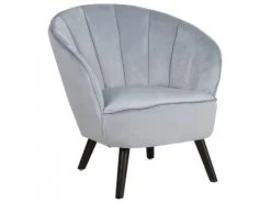 Beliani Fauteuils Fauteuil En Velours Gris Clair