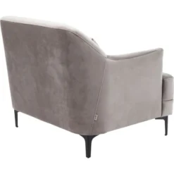 Kare Design Fauteuils Fauteuil En Velours Gris Et Acier -Magasin De Chaises fauteuil en velours gris et acier 2