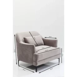 Kare Design Fauteuils Fauteuil En Velours Gris Et Acier -Magasin De Chaises fauteuil en velours gris et acier 4