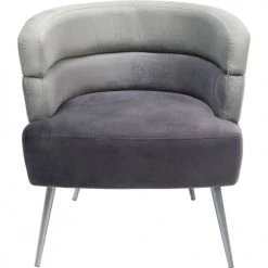 Kare Design Fauteuils Fauteuil En Velours Gris Et Acier Chromé