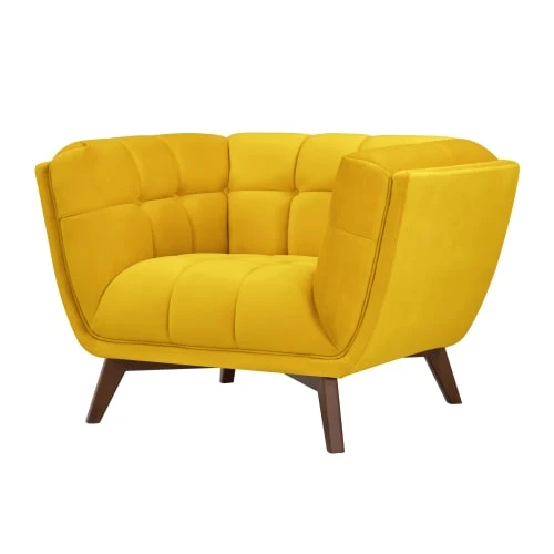 Fauteuil en velours jaune pieds Rendez Vous Déco Fauteuils Fauteuil En Velours Jaune Pieds -Magasin De Chaises fauteuil en velours jaune pieds 1