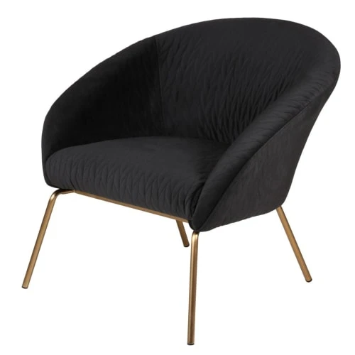 Fauteuil en velours piqué et pieds dorés Zago Fauteuils Fauteuil En Velours Piqué Et Pieds Dorés -Magasin De Chaises fauteuil en velours pique et pieds dores 1