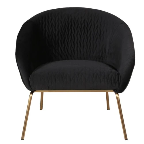 Fauteuil en velours piqué et pieds dorés Zago Fauteuils Fauteuil En Velours Piqué Et Pieds Dorés -Magasin De Chaises fauteuil en velours pique et pieds dores
