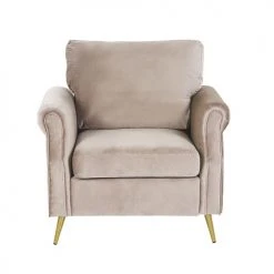 Beliani Fauteuils Fauteuil En Velours Taupe -Magasin De Chaises fauteuil en velours taupe 2