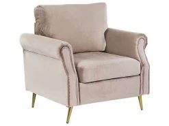 Beliani Fauteuils Fauteuil En Velours Taupe