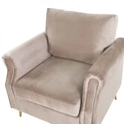 Beliani Fauteuils Fauteuil En Velours Taupe -Magasin De Chaises fauteuil en velours taupe 4