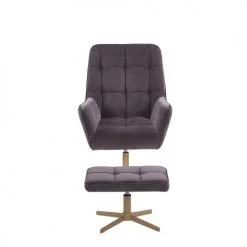 Beliani Fauteuils Fauteuil En Velours Taupe Avec Repose-pieds Assorti -Magasin De Chaises fauteuil en velours taupe avec repose pieds assorti 2