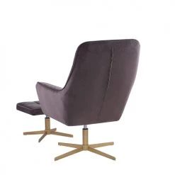 Beliani Fauteuils Fauteuil En Velours Taupe Avec Repose-pieds Assorti -Magasin De Chaises fauteuil en velours taupe avec repose pieds assorti 3