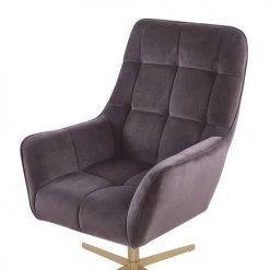 Beliani Fauteuils Fauteuil En Velours Taupe Avec Repose-pieds Assorti -Magasin De Chaises fauteuil en velours taupe avec repose pieds assorti 4