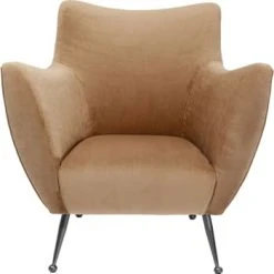 Kare Design Fauteuils Fauteuil En Velours Vert Et Acier Doré -Magasin De Chaises fauteuil en velours taupe et acier