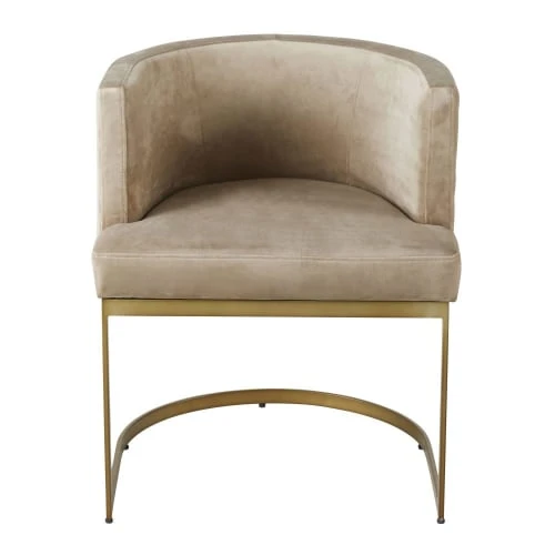 Fauteuil en velours taupe pieds en métal coloris laiton Maisons Du Monde Fauteuils Fauteuil En Velours Taupe Pieds En Métal Coloris Laiton -Magasin De Chaises fauteuil en velours taupe pieds en metal coloris laiton 1000 7 9 198941 2