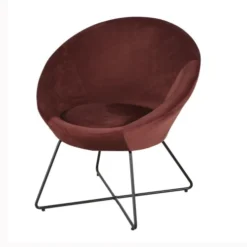 Maisons Du Monde Fauteuils Fauteuil En Velours Terracotta Et Pieds En Métal Noir