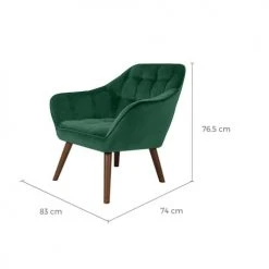Rendez Vous Déco Fauteuils Fauteuil En Velours Vert Foncé Avec Accoudoirs -Magasin De Chaises fauteuil en velours vert fonce avec accoudoirs 2